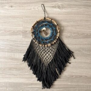 Handmade Boho Dream Catcher Wall Hanging Blue Feather Dreamcatcher Decor